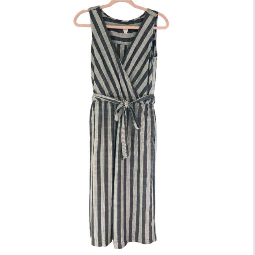 GAP Black and Gray Striped Jumpsuit